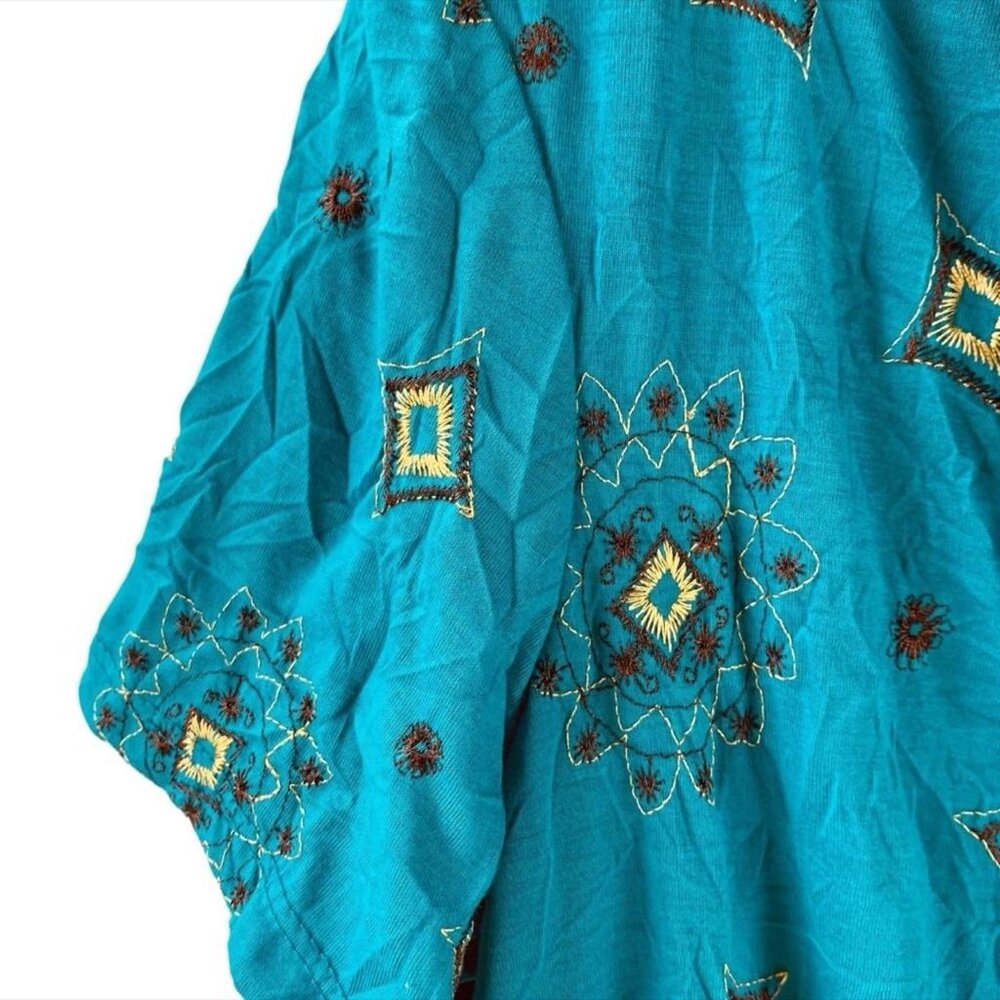 Cydney Mar Embroidered Babydoll Top Size Xl Teal Blue View 4